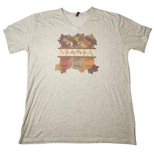 Women's Fall Mason Jar Foliage Thanksgiving Mattie Mama Custom T-shirt V-neck L/